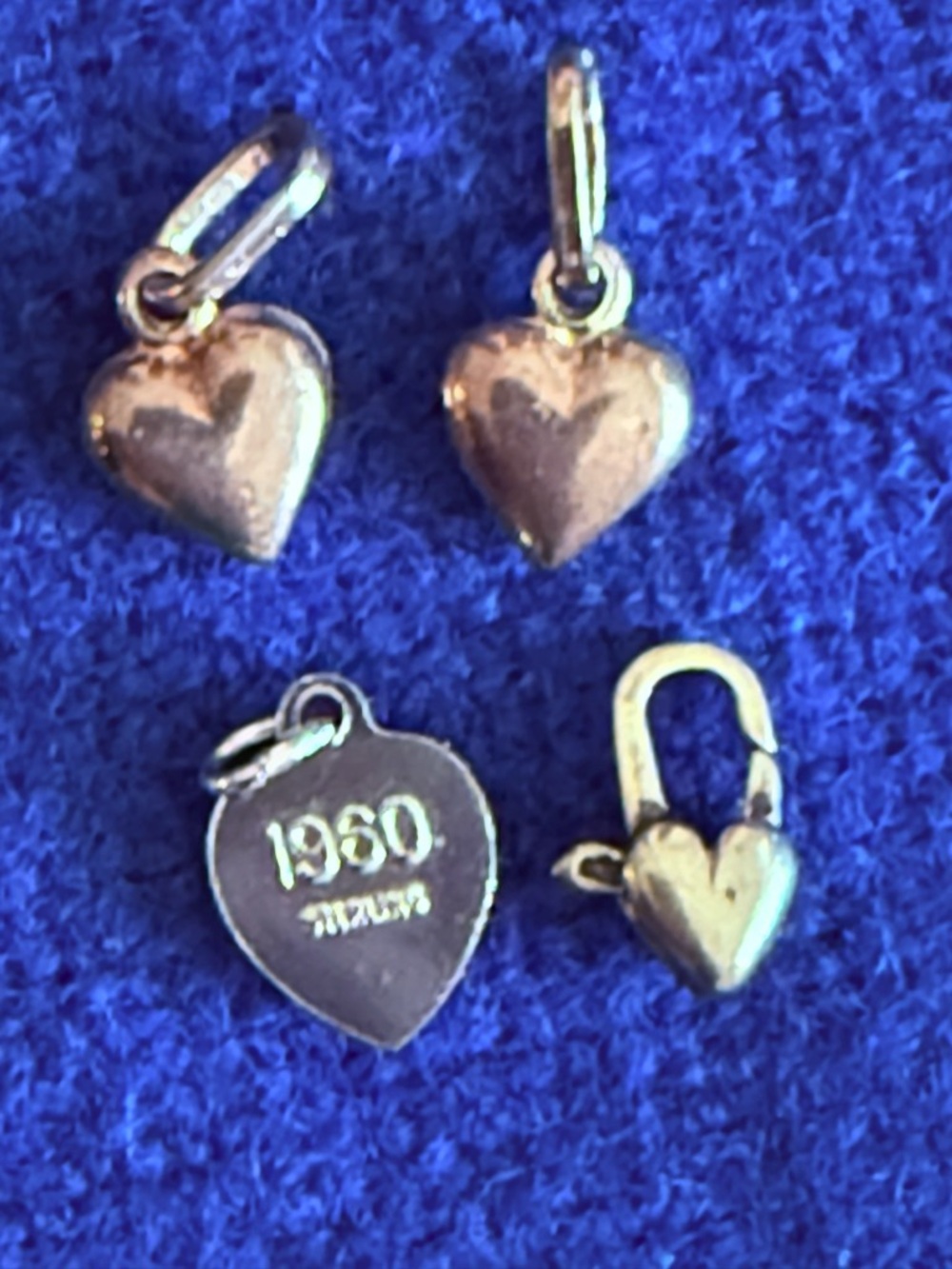 4 Sterling Silver Heart Charm lot